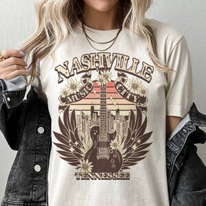 Nashville Music Tennessee TN Vintage Retro City Graphic Tee